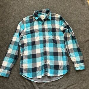 American Eagle Outfitters Teal and Navy Plaid Shirt